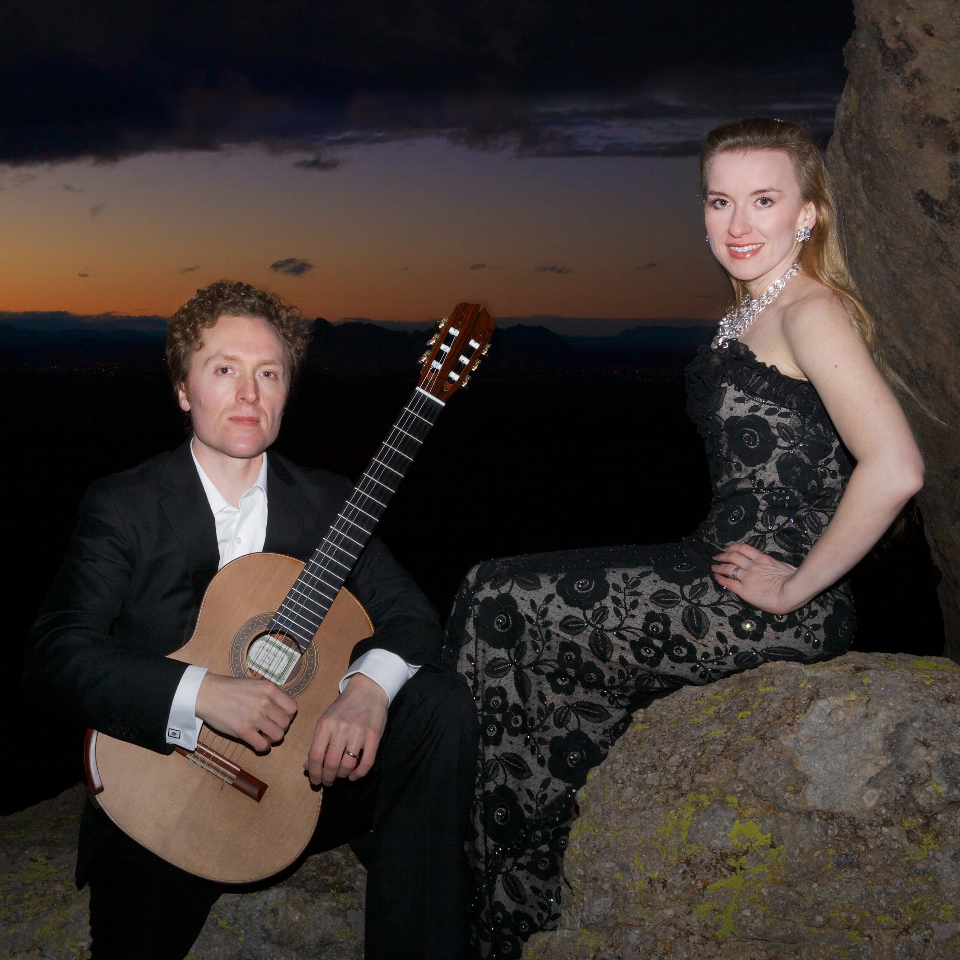 The duo, formal evening portrait
